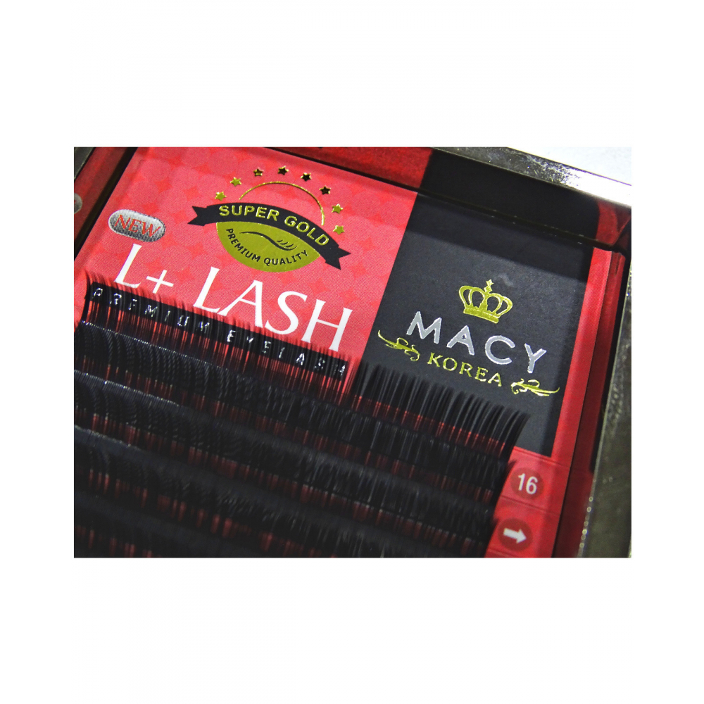 Eyelash Extensions Box MACY, Curve "L" and "L+" Super Gold